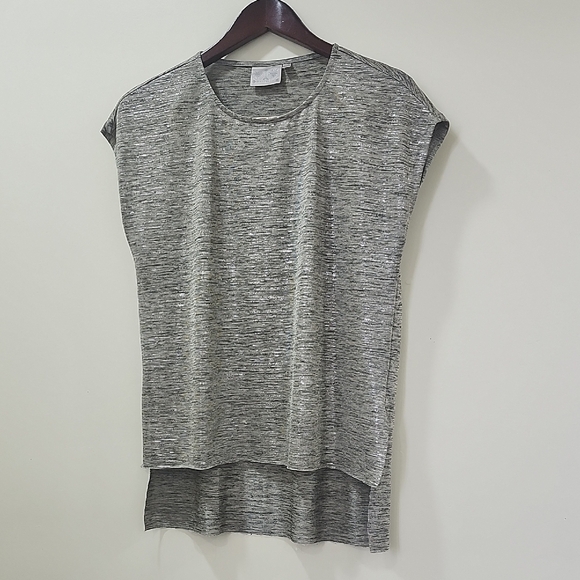 Metallic Elegant Gray Blouse Muscle Tee - Picture 1 of 6
